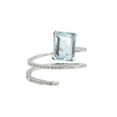 ​Anillo Aguamarina y Diamantes