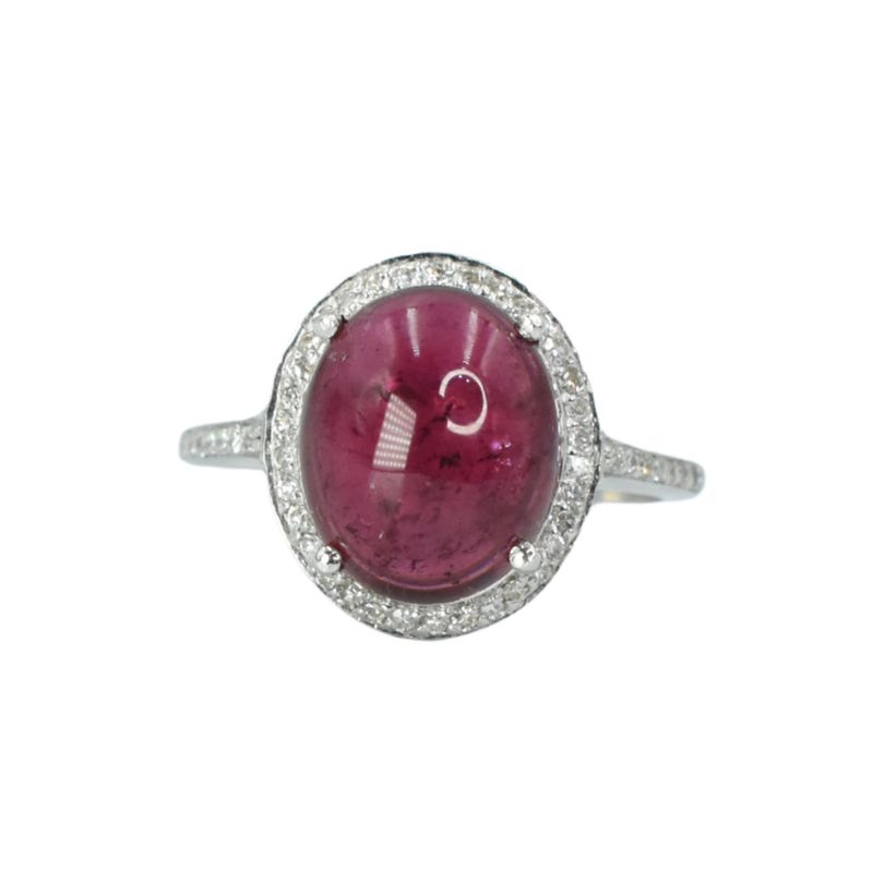 Anillo Turmalina Cabuchón Rosa