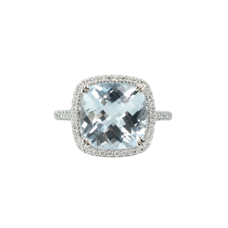 ​Anillo Aguamarina y Diamantes