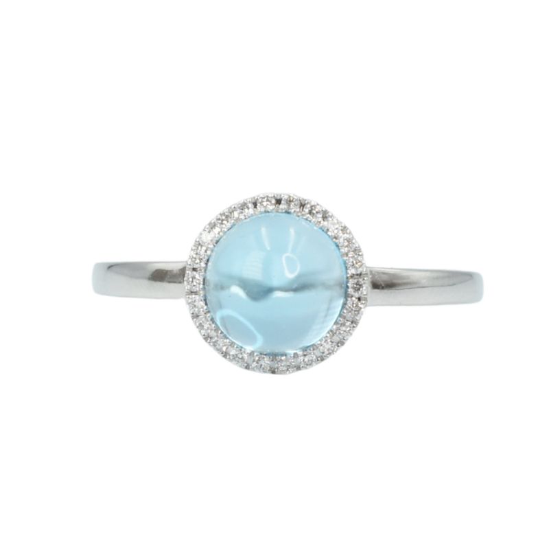 ​Anillo Topacio Azul y Diamantes