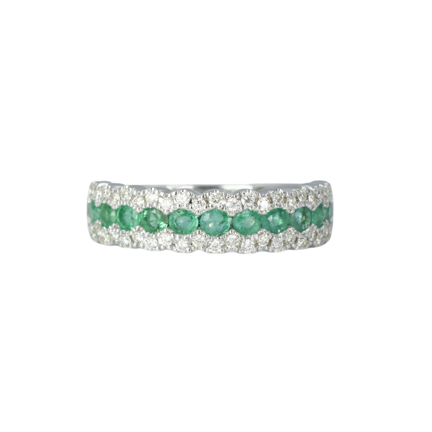 Churumbela Esmeraldas y Diamantes en Oro Blanco 14k