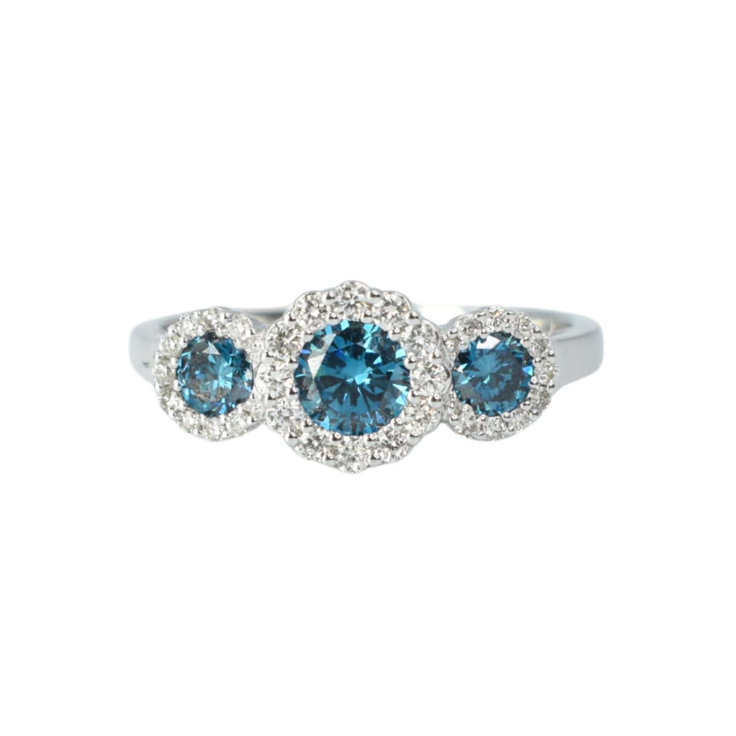 Anillo Diamantes Azules y Diamantes Blancos