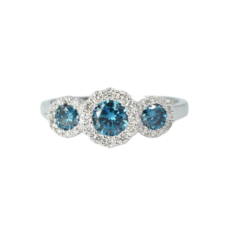 Anillo Diamantes Azules y Diamantes Blancos