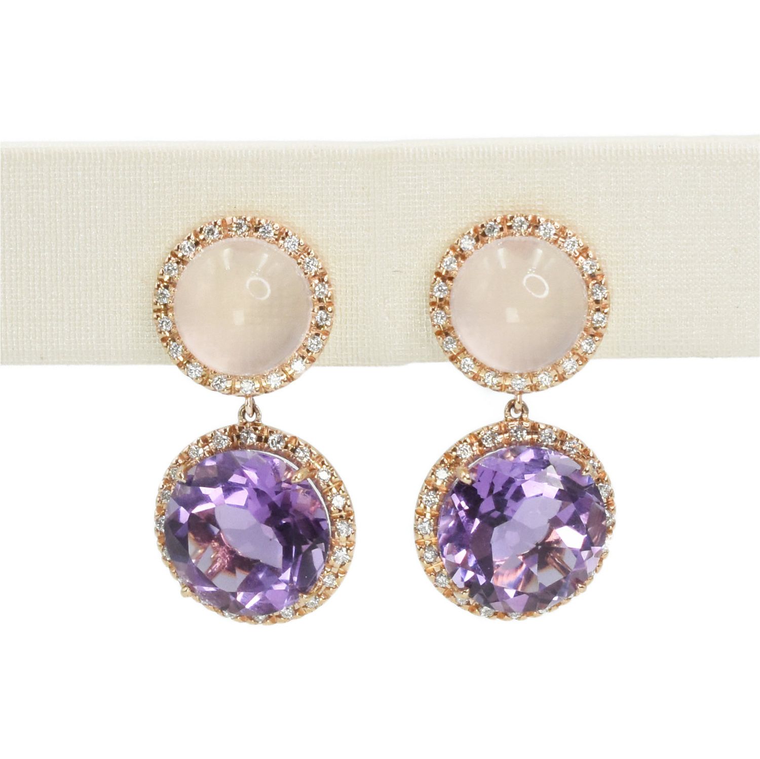 Aretes Agata Rosa y Amatista
