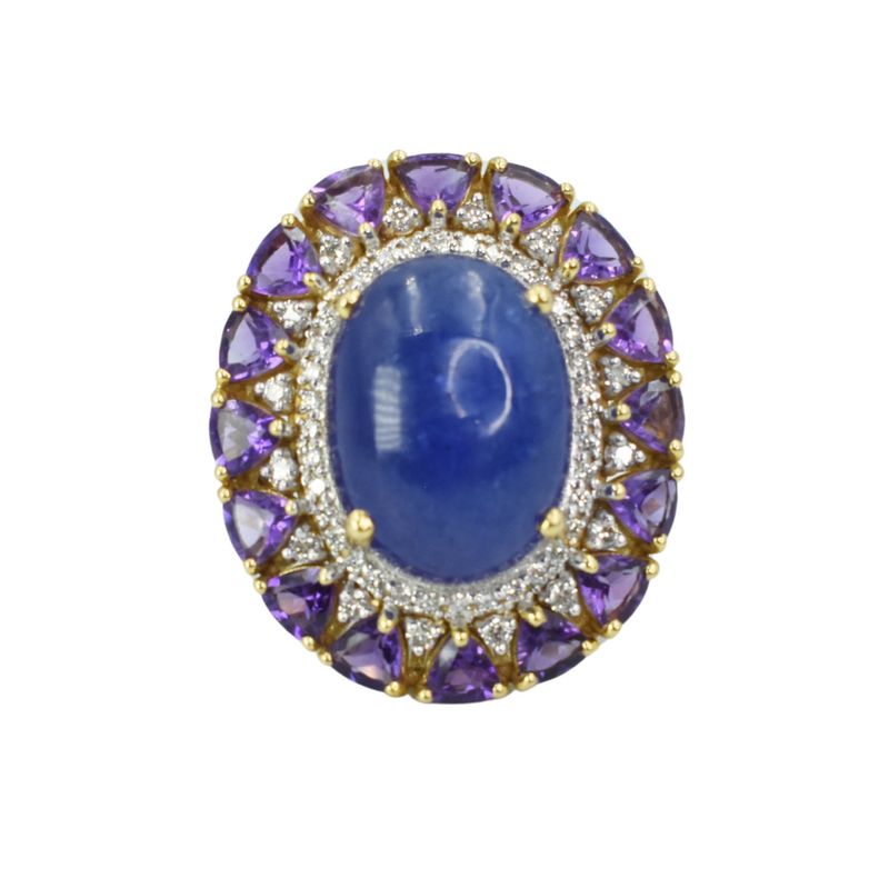 Anillo Tanzanita, Amatistas y Diamantes