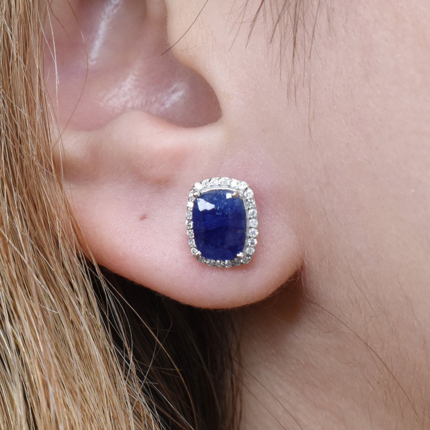Aretes Zafiros y Diamantes