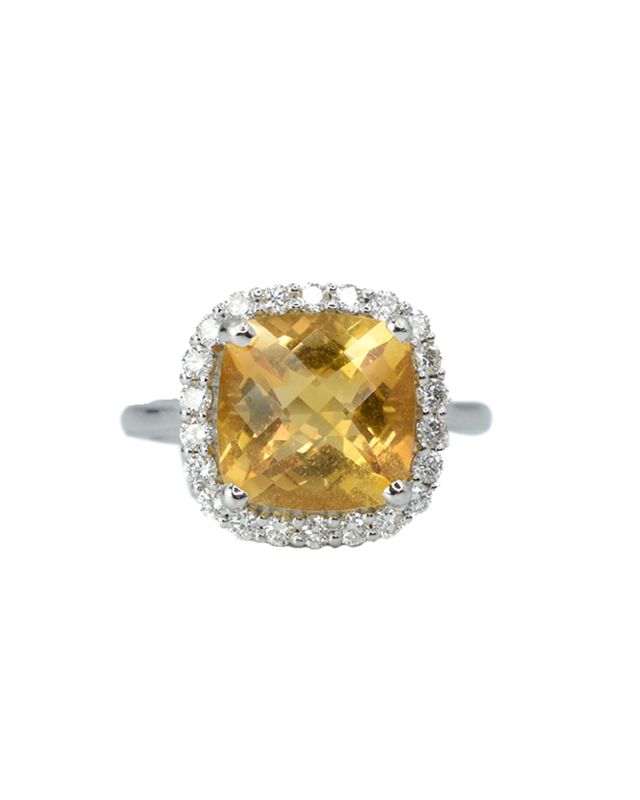 Anillo Citrina y Diamantes