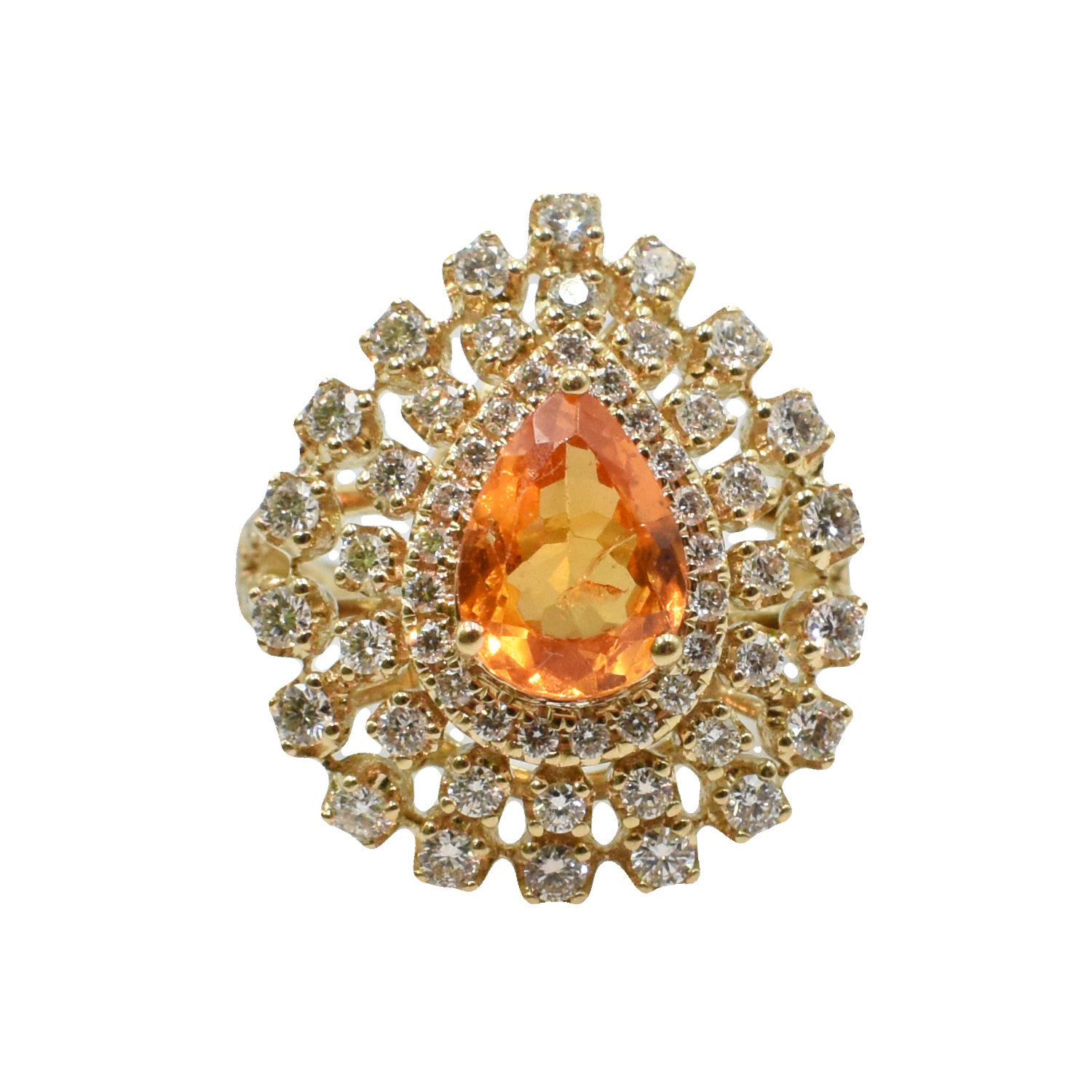 Anillo Morganita Naranja y Diamantes