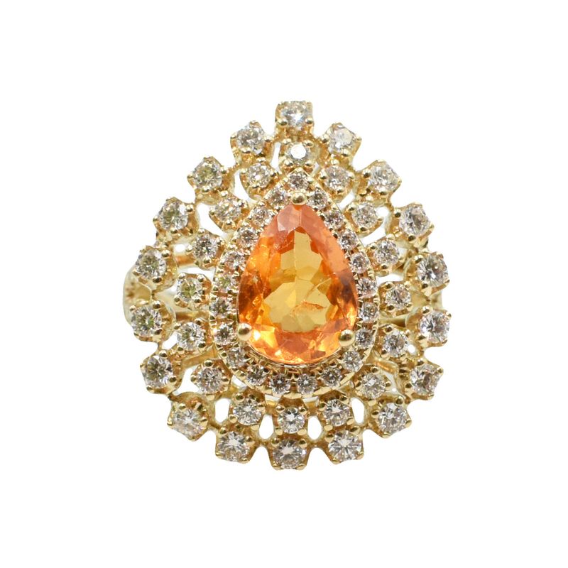 Anillo Morganita Naranja y Diamantes