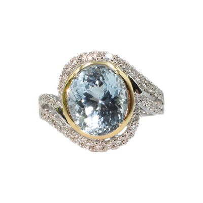 Anillo Aguamarina y Diamantes