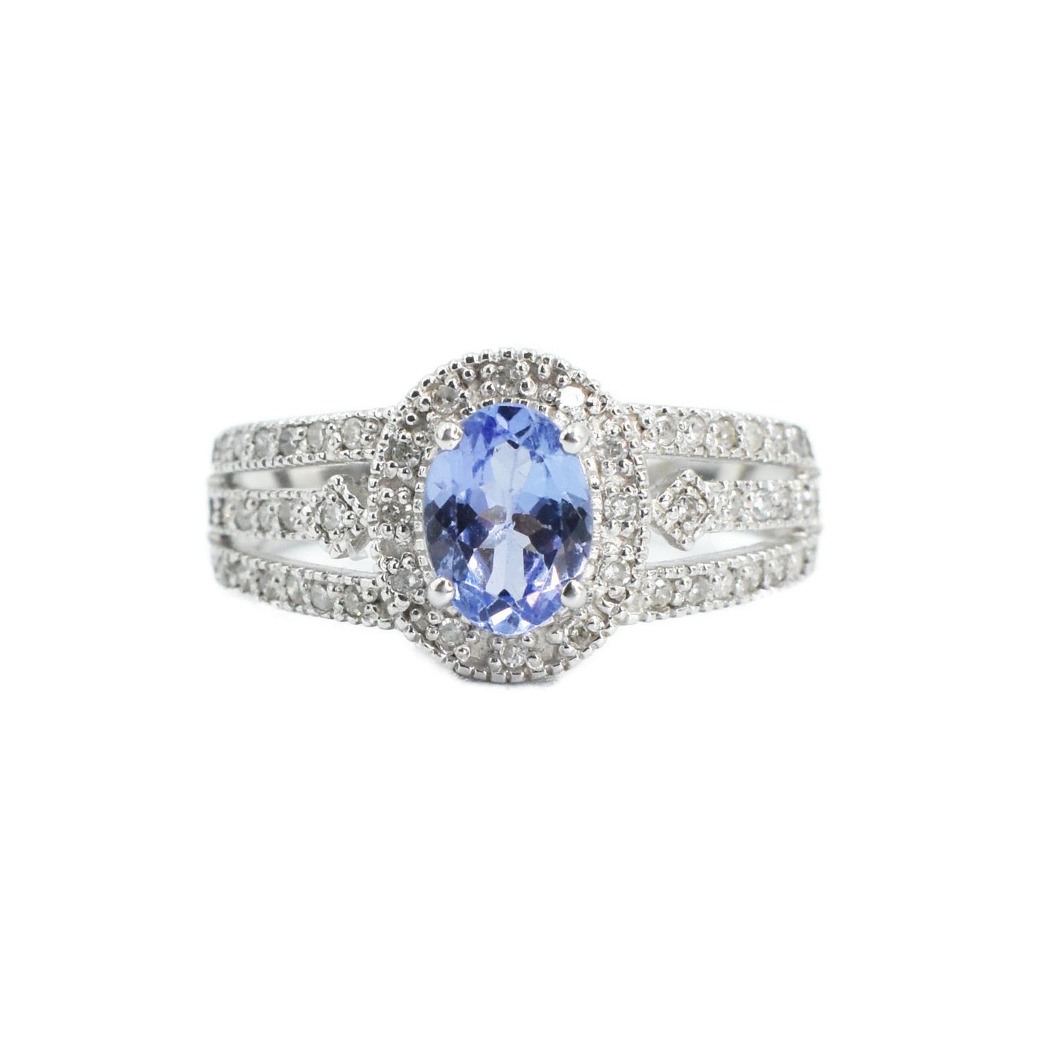 Anillo Tanzanita y Diamantes