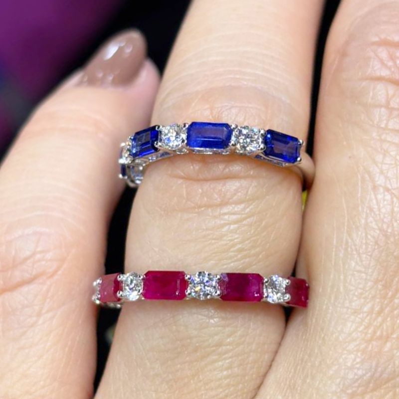 ​Anillo Zafiros o Rubíes y Diamantes