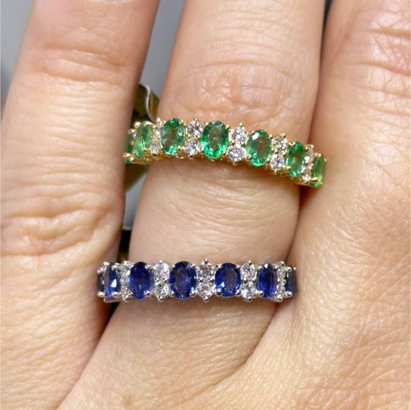 ​Anillo Esmeraldas o Zafiros y Diamantes