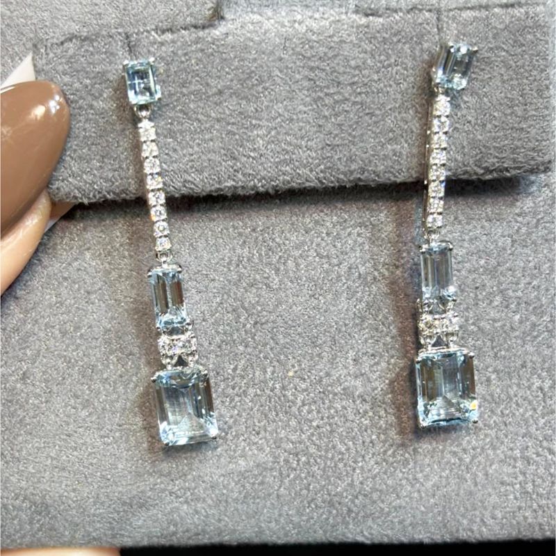 Aretes Aguamarinas y Diamantes