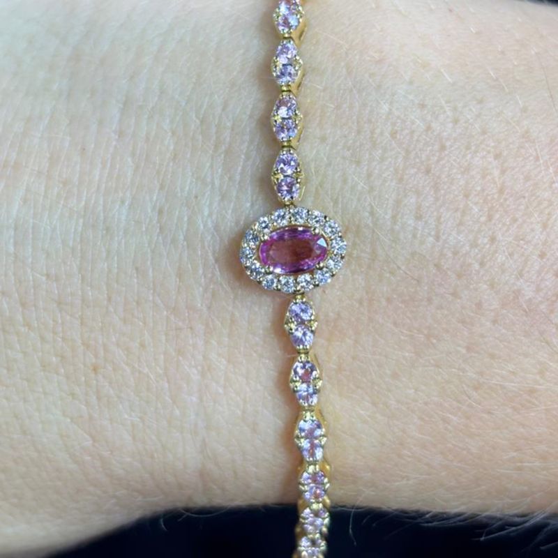 ​Pulsera Zafiro Rosas y Diamantes