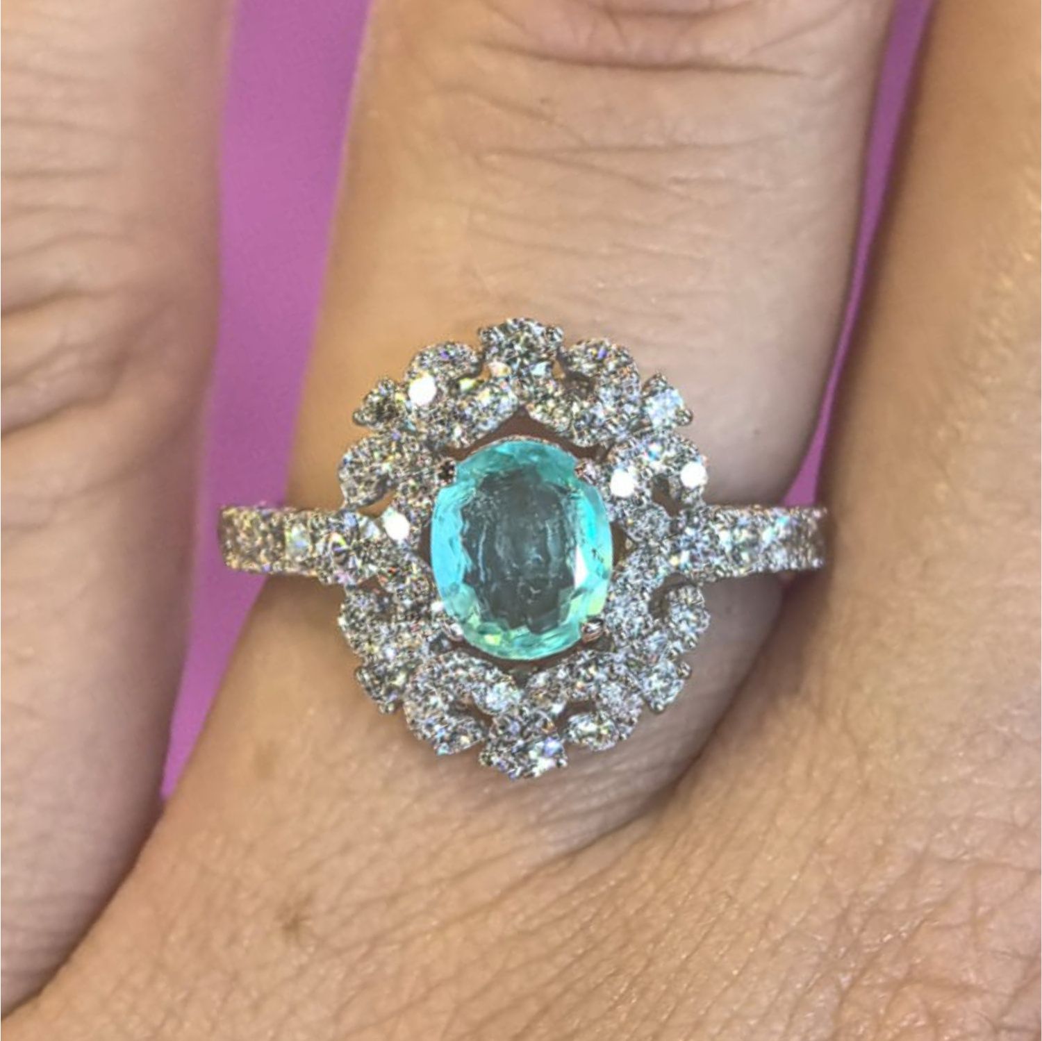 ​Anillo Paraiba y Diamantes