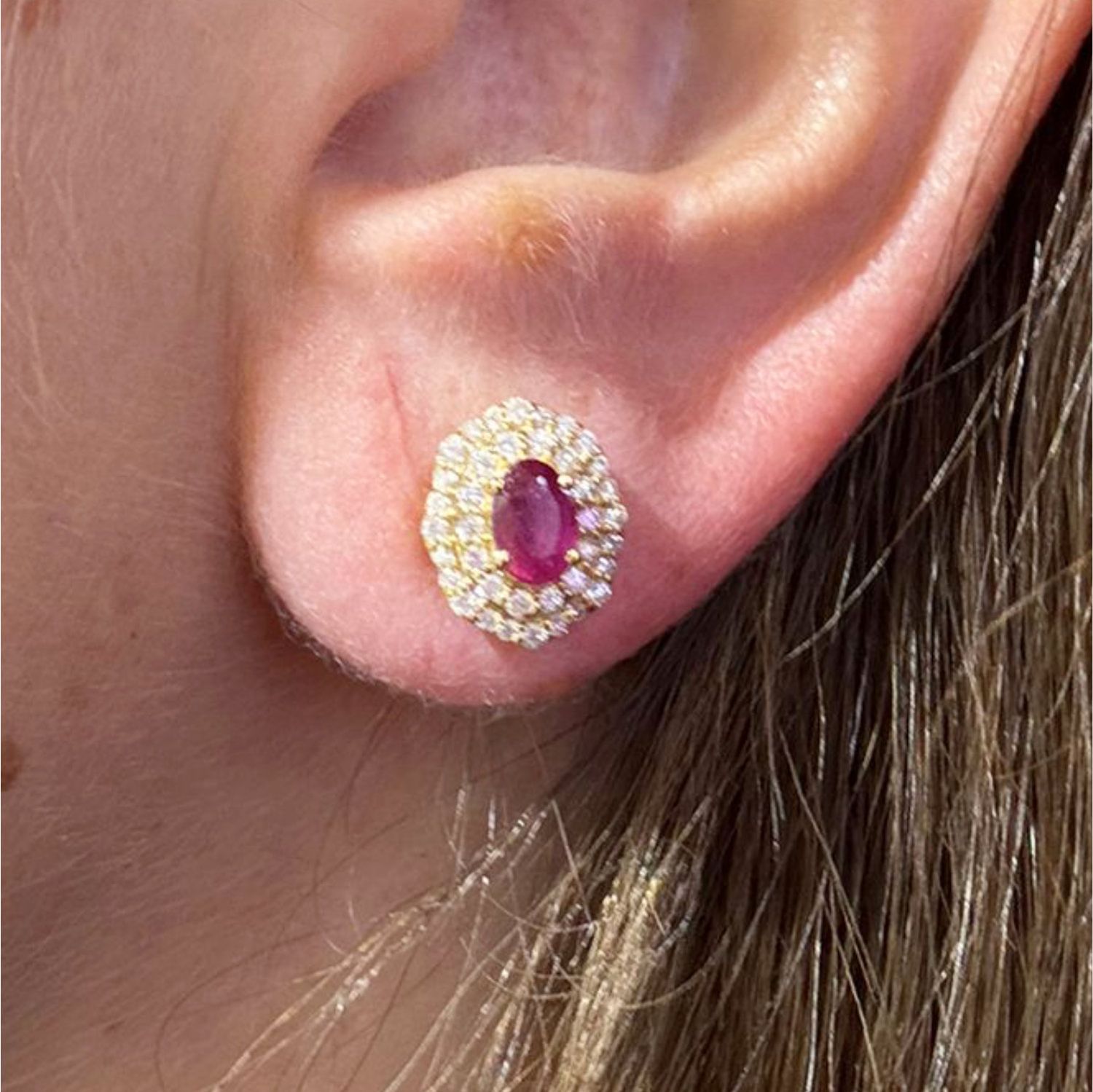 Aretes Rubíes y Diamantes