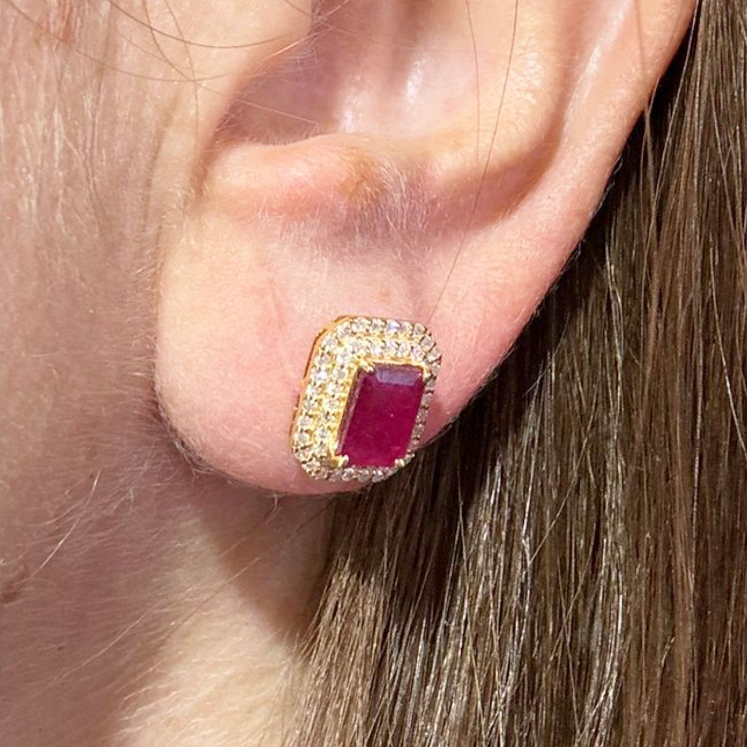 Aretes Rubíes y Diamantes