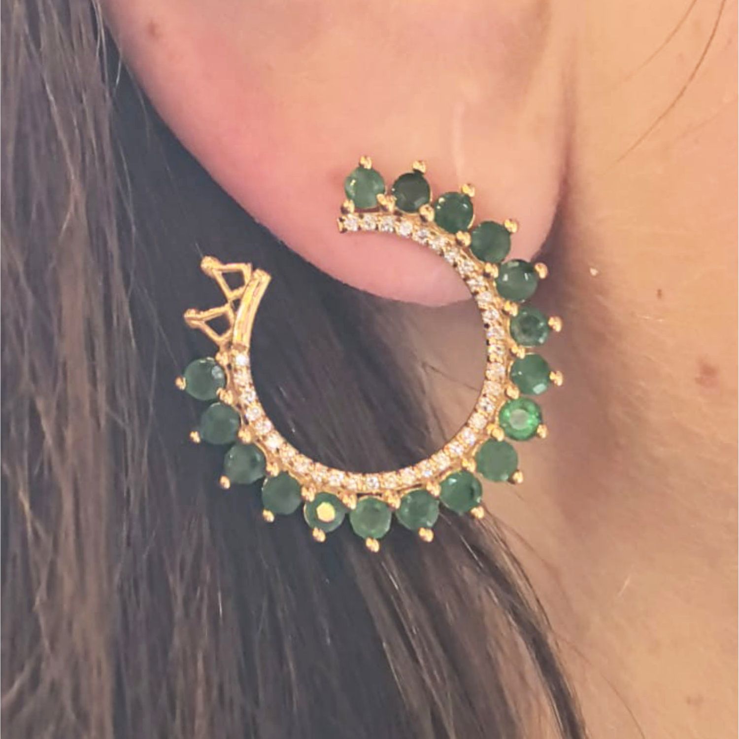 Aretes Esmeraldas y Diamantes