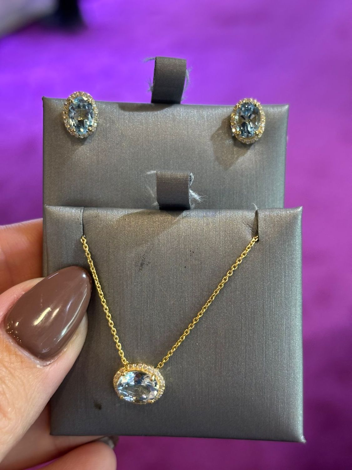 ​Set Aretes y Dije Aguamarinas