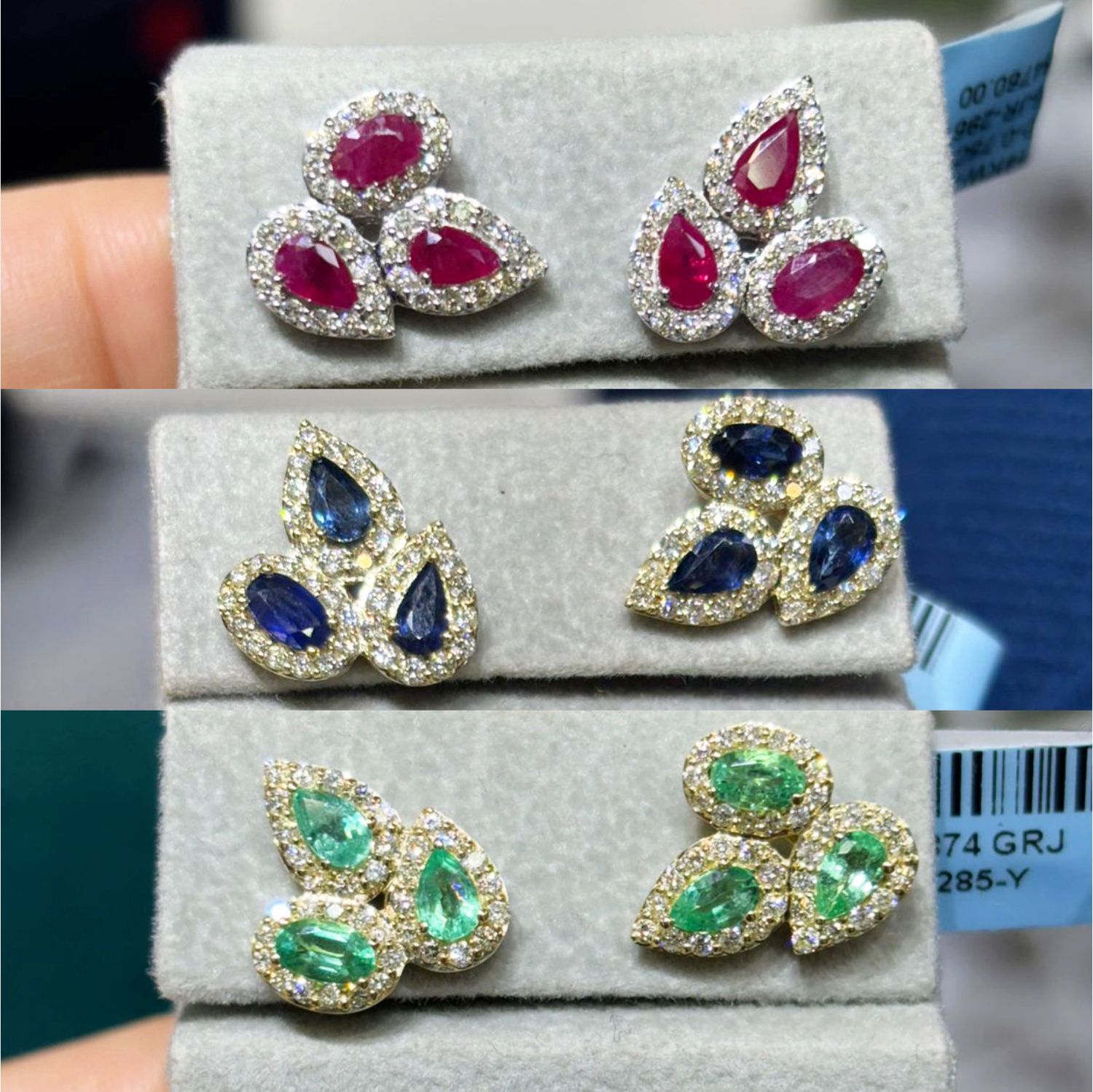 ​Aretes Rubíes, Zafiros o Esmeraldas y Diamantes