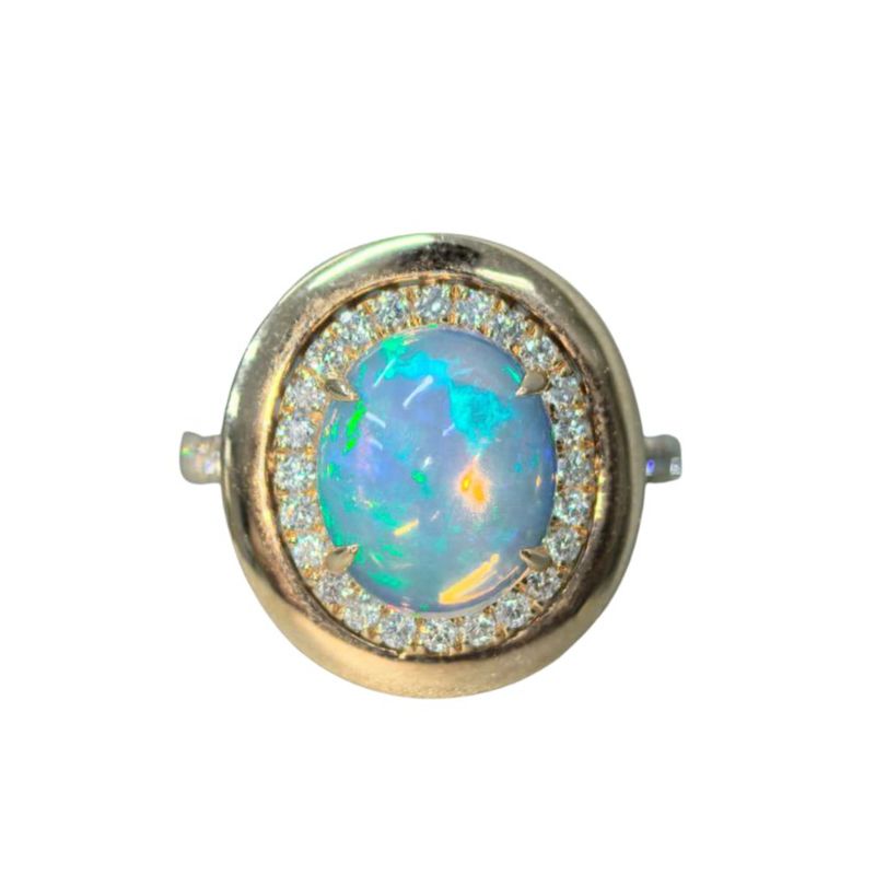 Anillo Opalo y Diamantes