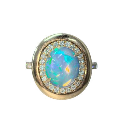 Anillo Opalo y Diamantes