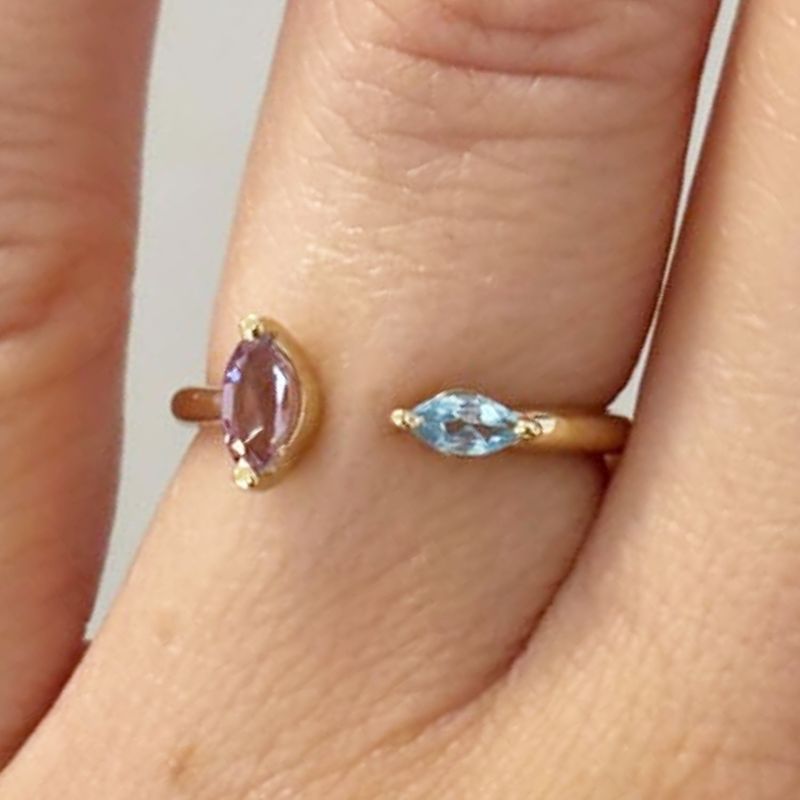 Anillo Amatista y Topacio Azul