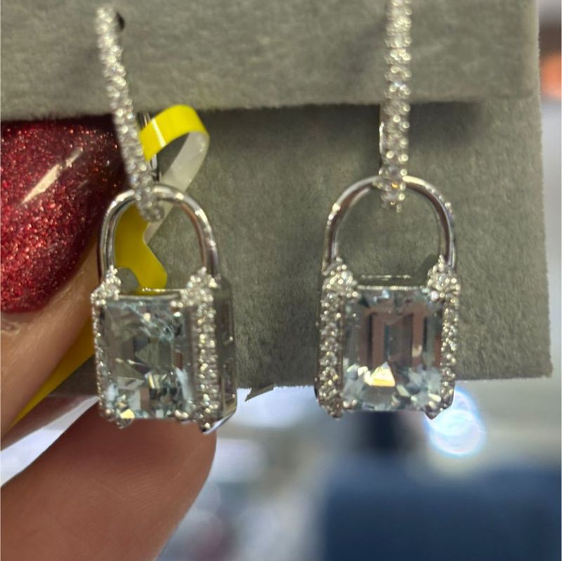 ​Aretes Aguamarinas y Diamantes