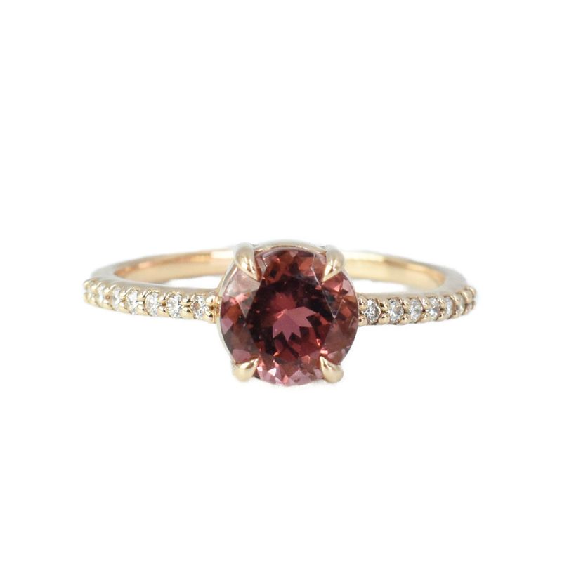 Anillo Turmalina Rosa y Diamantes