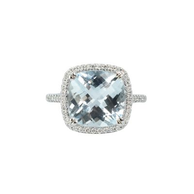 ​Anillo Aguamarina y Diamantes