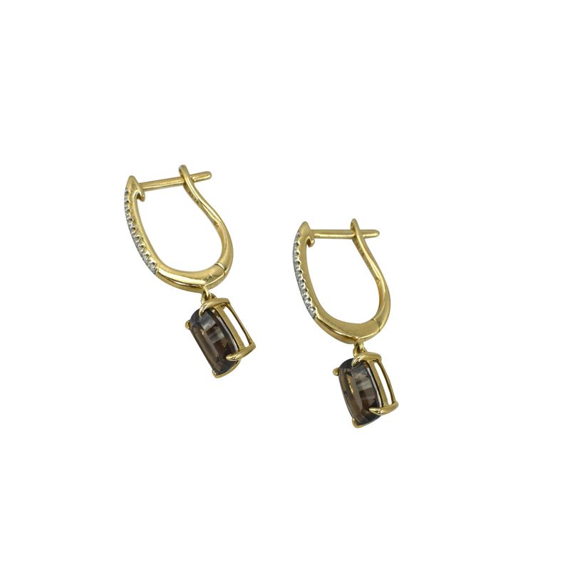 Aretes Topacios Ahumados y Diamantes