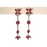 Aretes Largos Rubíes y Diamantes