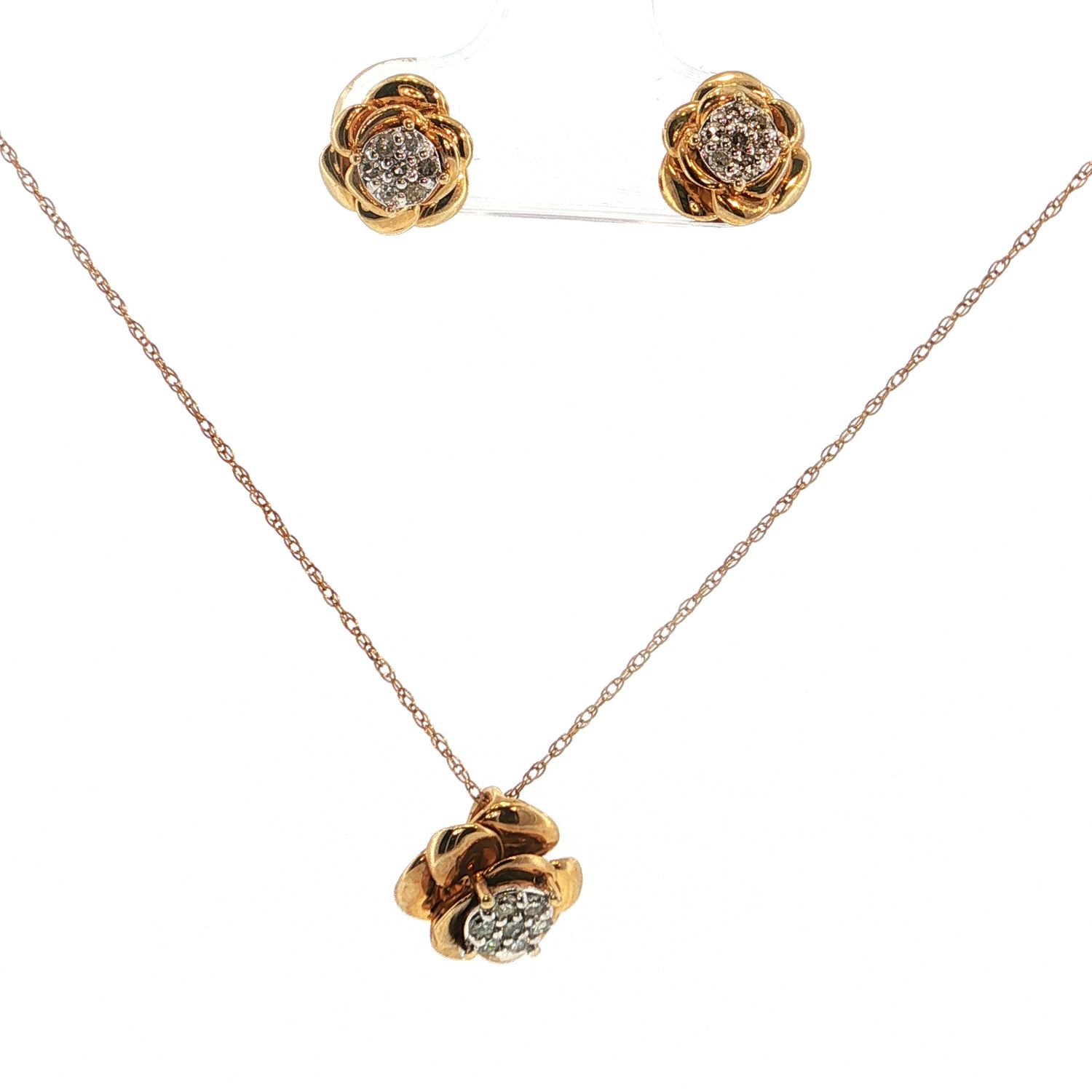 Juego de Aretes y Collar Rosas Amarillas