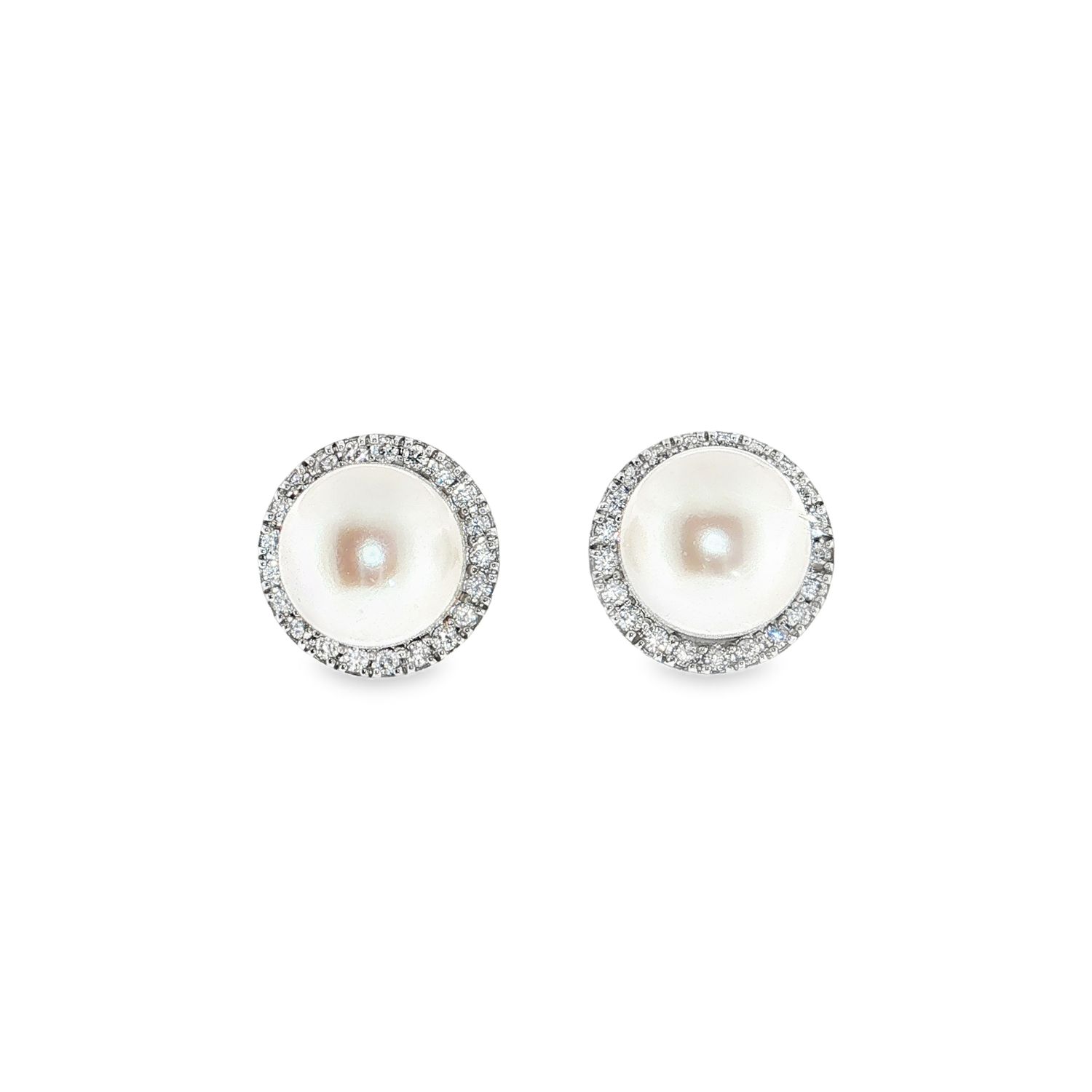 Aretes Perlas de Agua Dulce y Diamantes