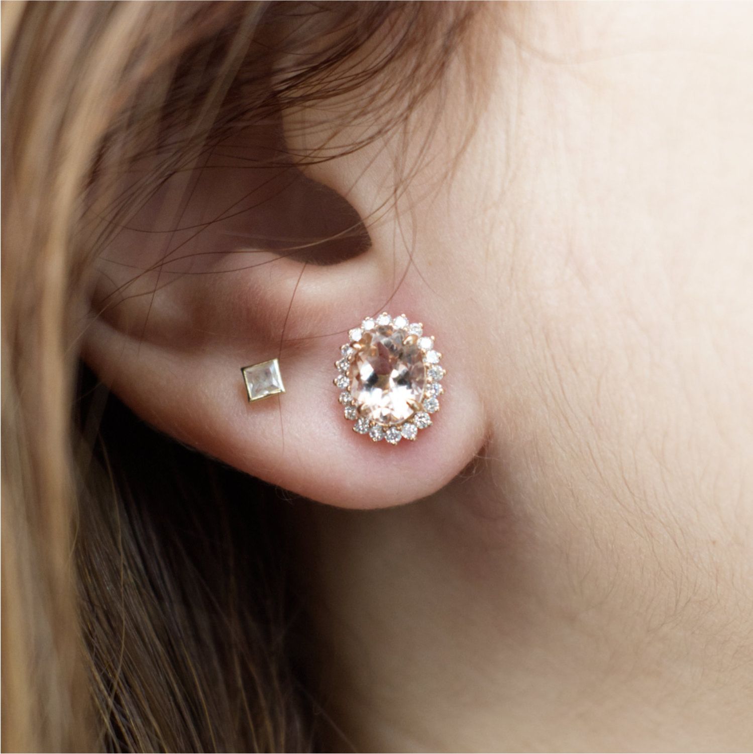 Aretes Morganitas y Diamantes