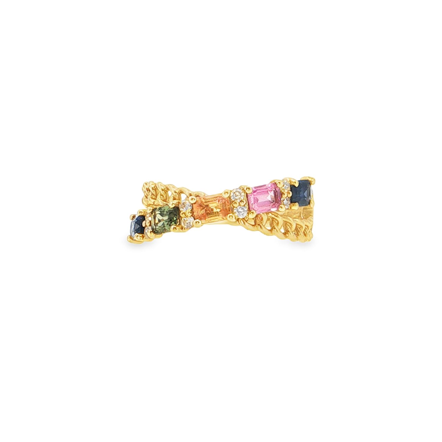 Anillo Zafiros Multicolor y Diamantes