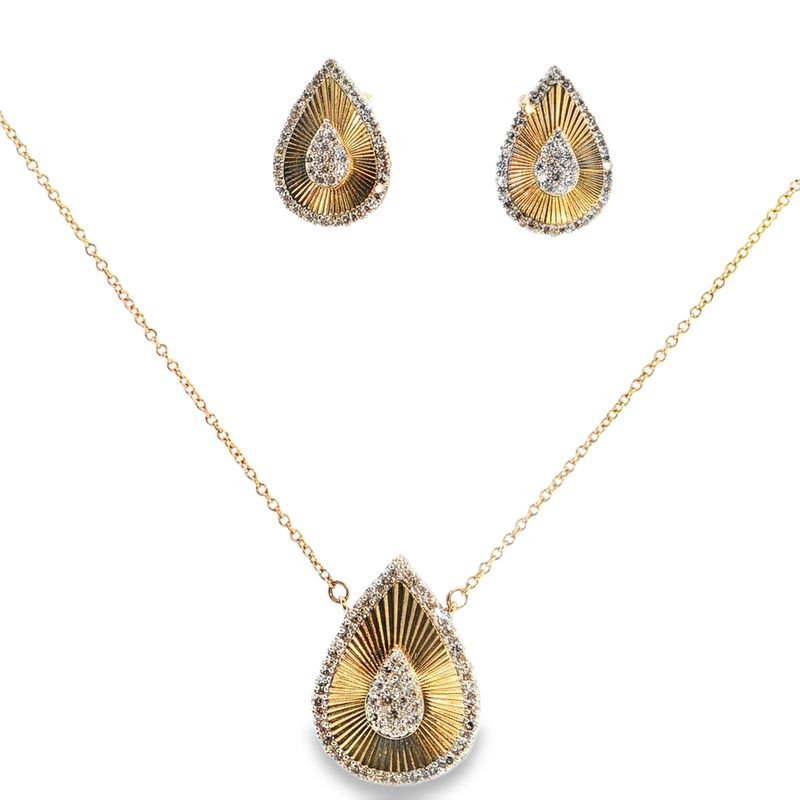 Juego Aretes y Dije Gota Diamantes