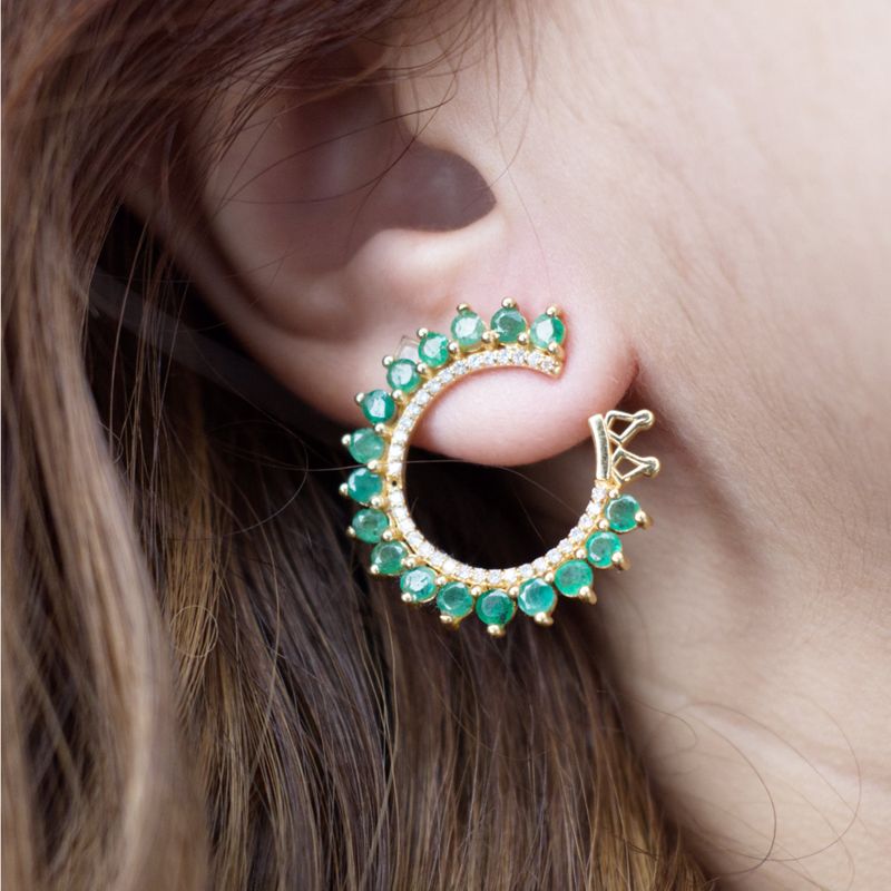Aretes Esmeraldas y Diamantes