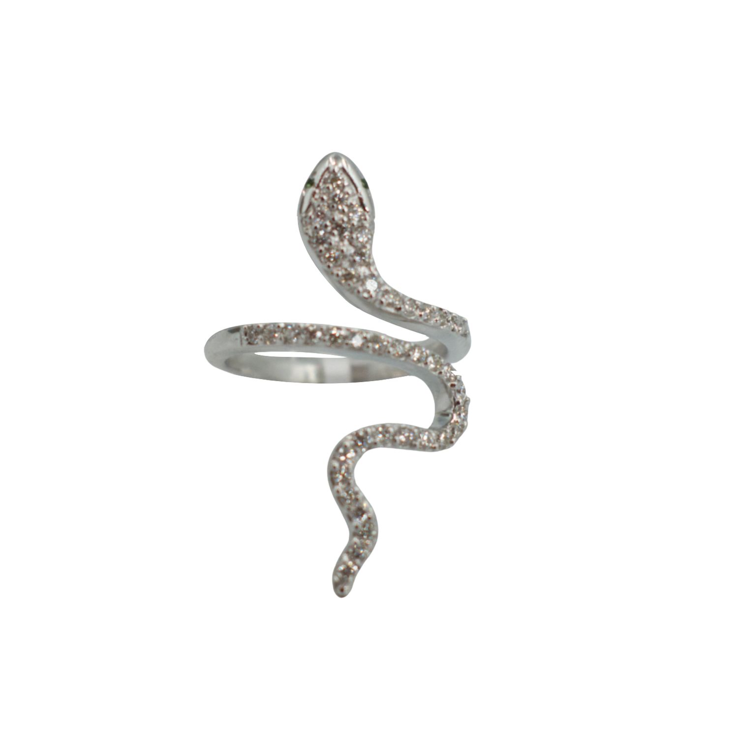 Anillo Serpiente Circonias Verdes y Diamantes