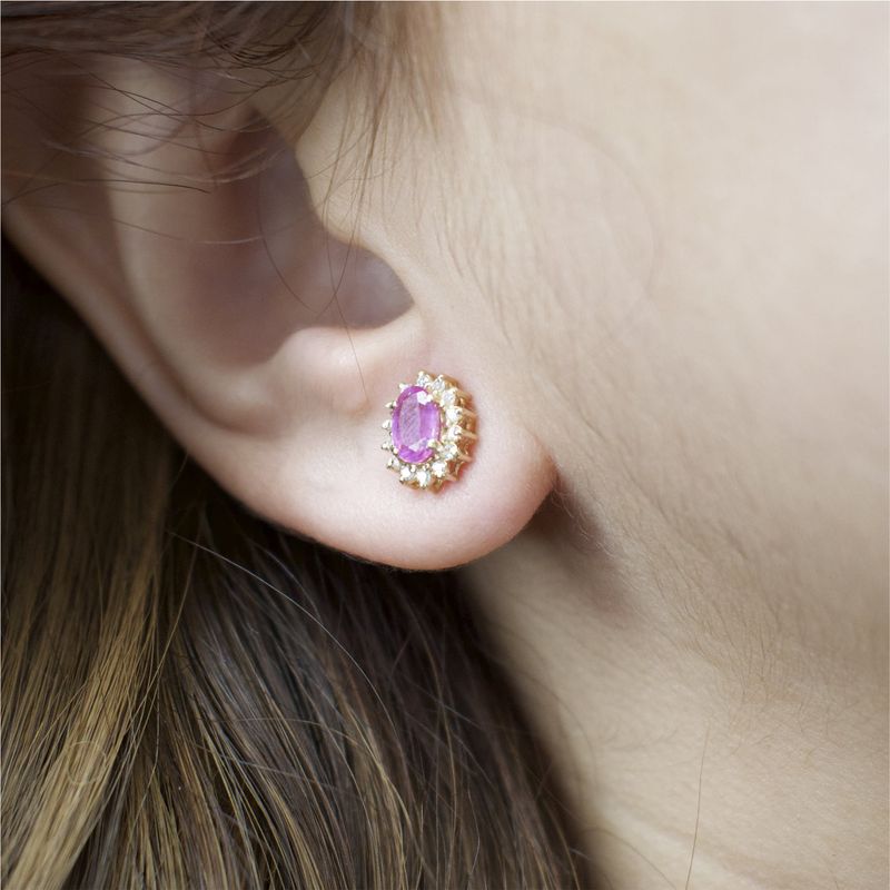 ​Aretes Zafiros Rosas y Diamantes