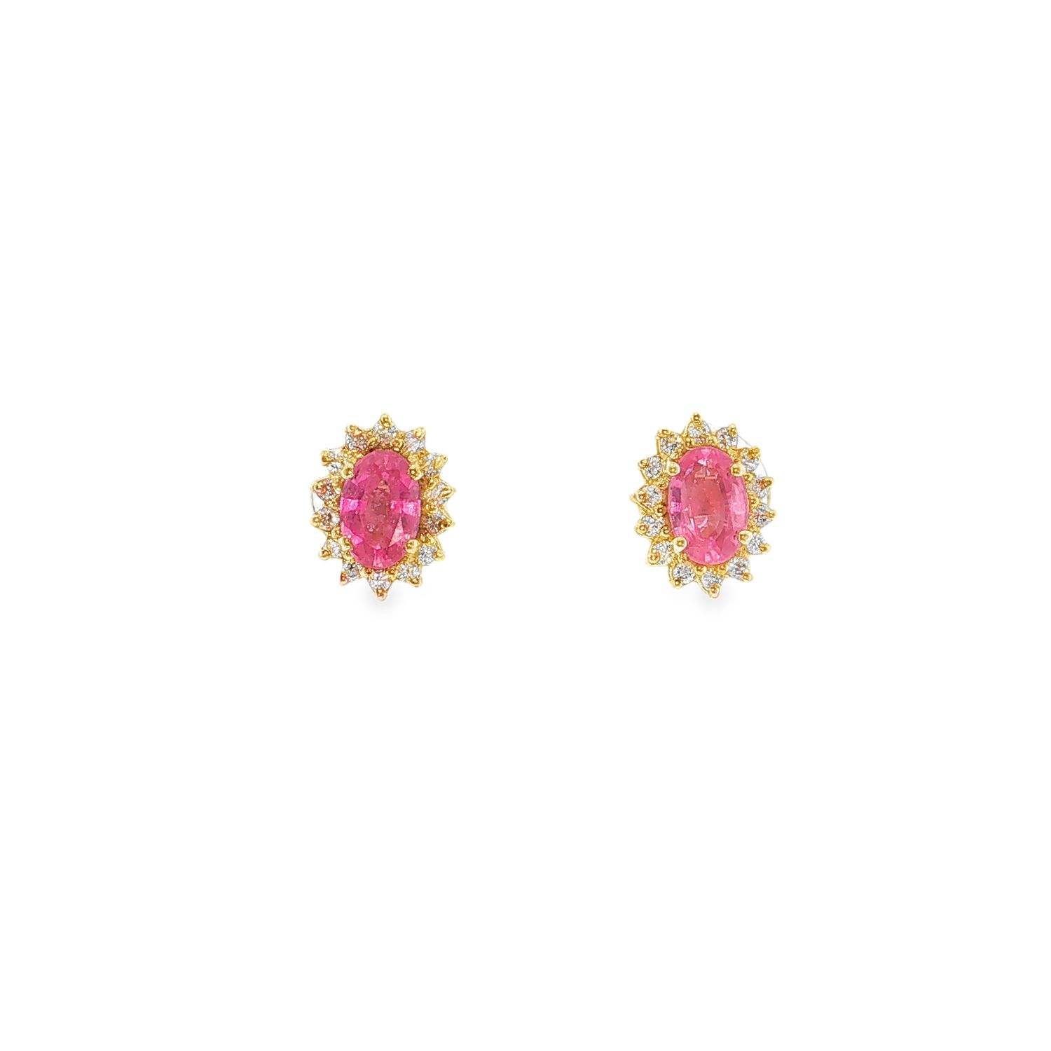 ​Aretes Zafiros Rosas y Diamantes