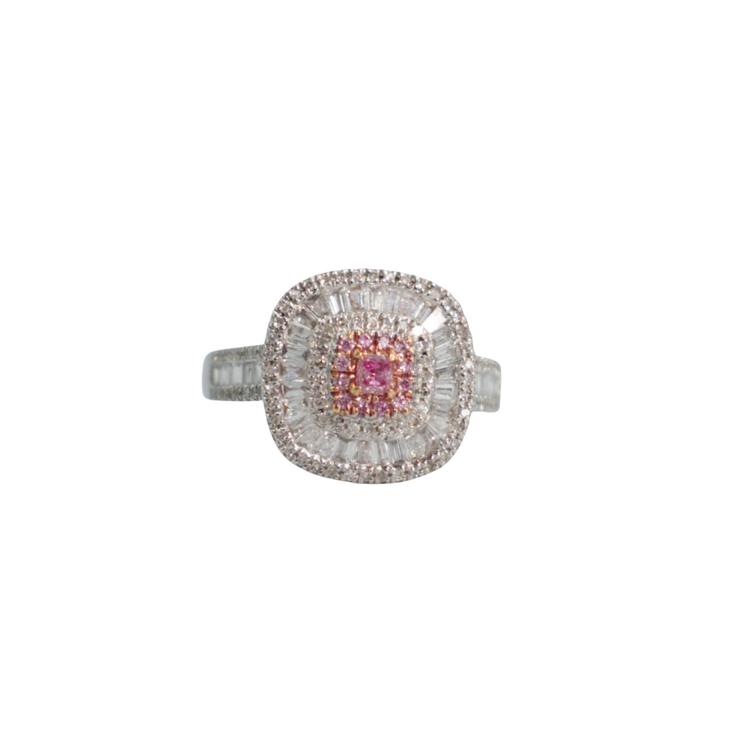 Anillo Diamantes Rosas y Blancos