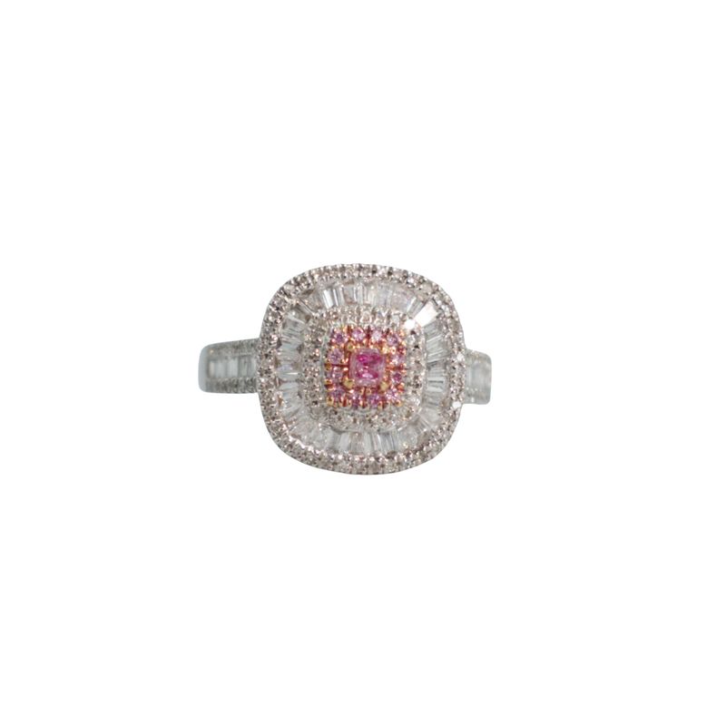 Anillo Diamantes Rosas y Blancos