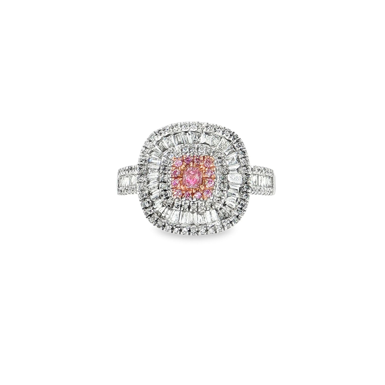 Anillo Diamantes Rosas y Blancos