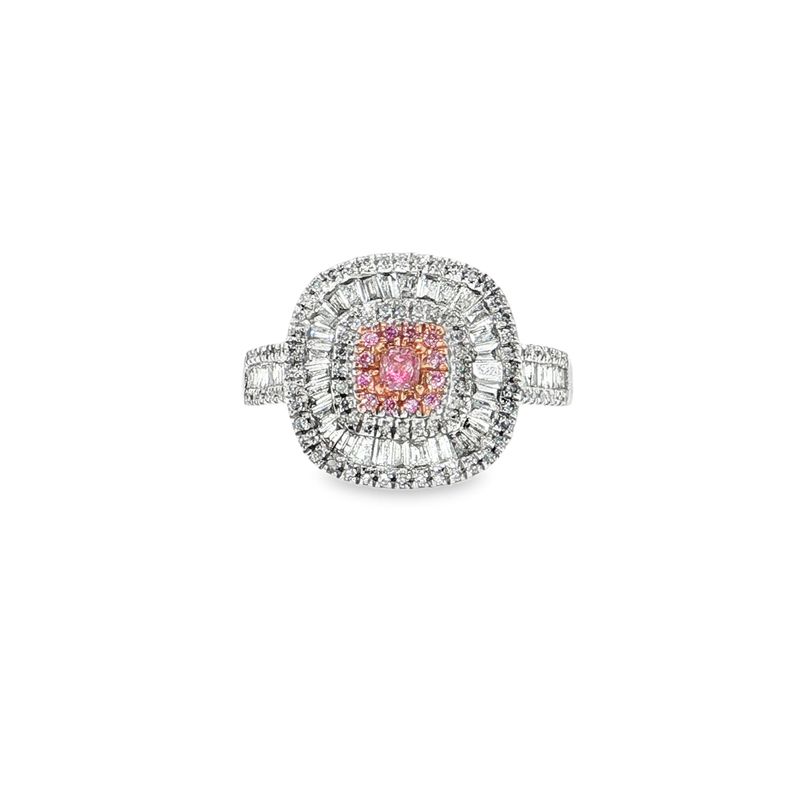 Anillo Diamantes Rosas y Blancos