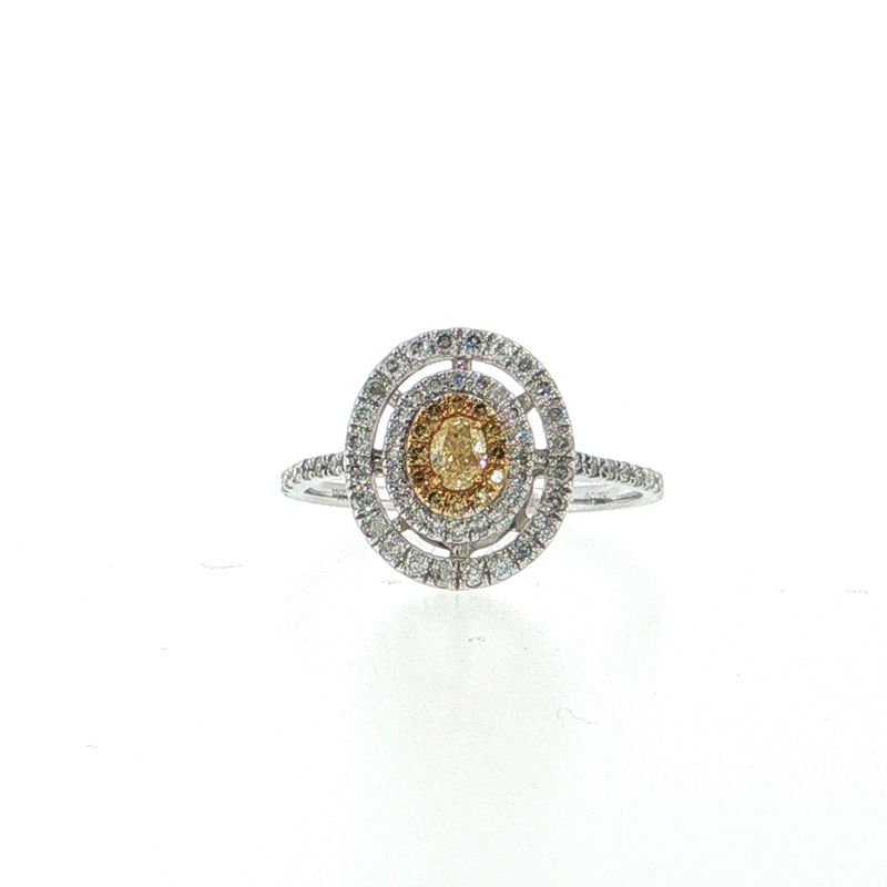 ​Anillo Diamantes Amarillos y Blancos