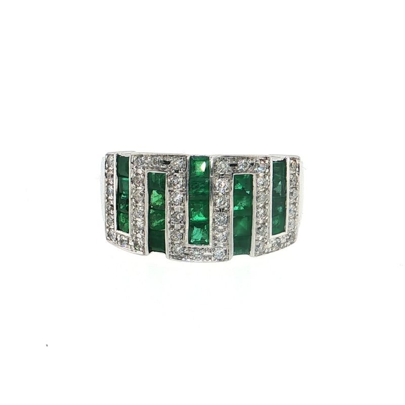 ​Anillo Esmeraldas y Diamantes