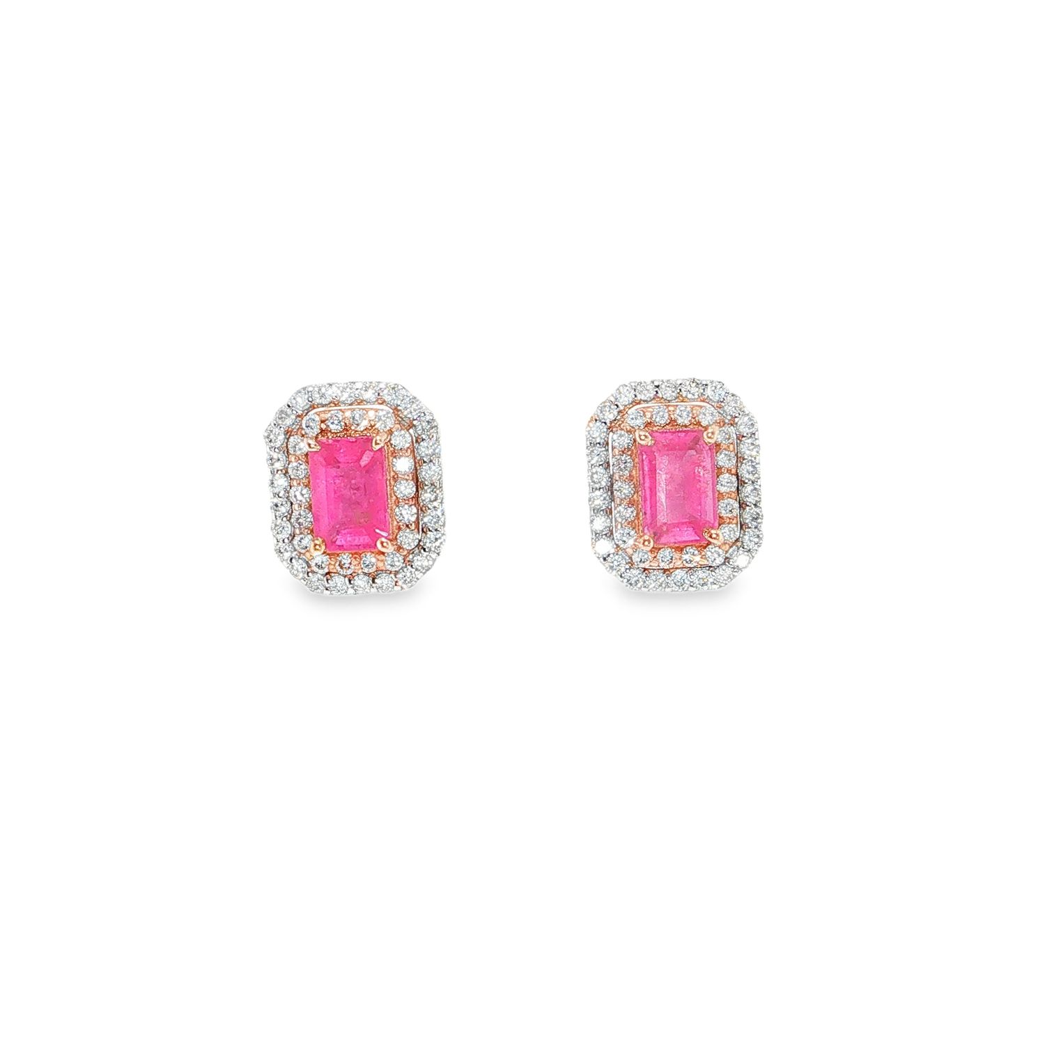 Aretes Zafiros Rosas y Diamantes