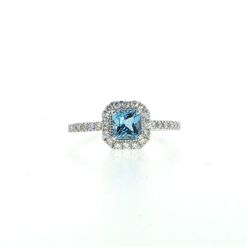 ​Anillo Aguamarina y Diamantes